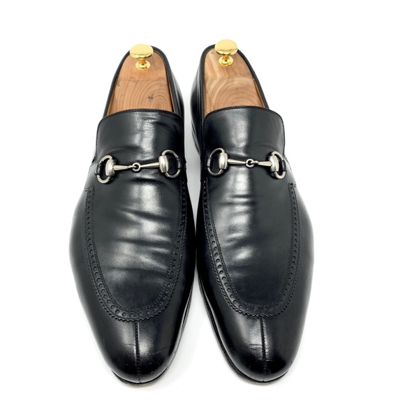 GUCCI Black Leather Silver Horsebit Luxury Loafer - Picture 2 of 8